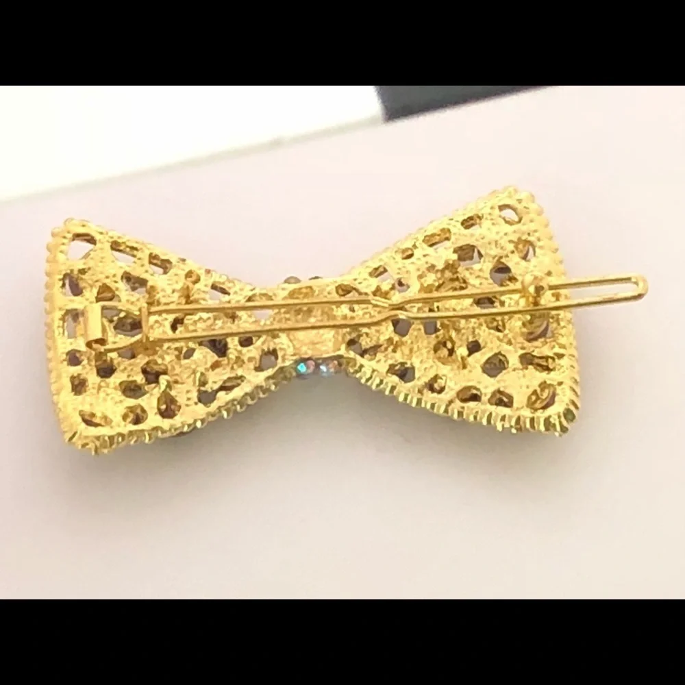 Chocolate Pearl Barrette Bow Hair Clip Pin